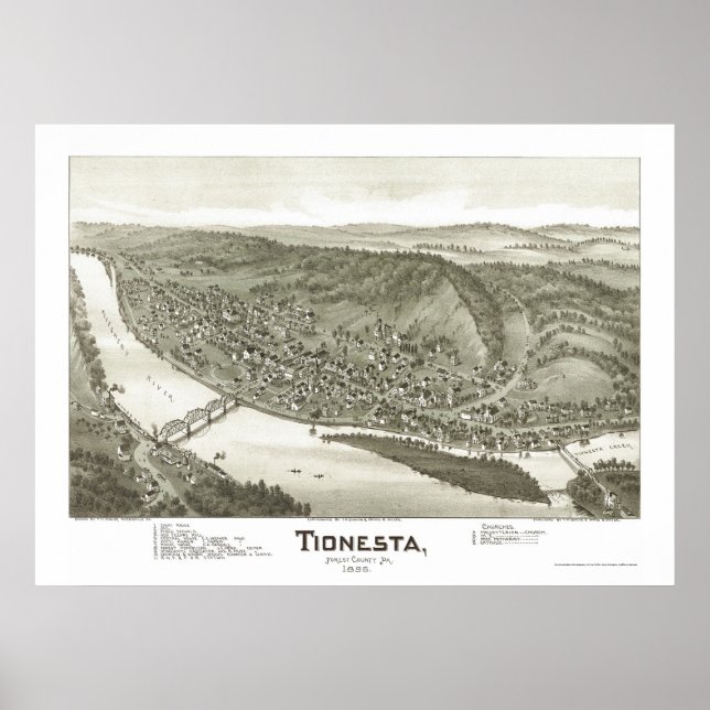 Affiche Tionesta, PA Carte panoramique - 1896 (Devant)