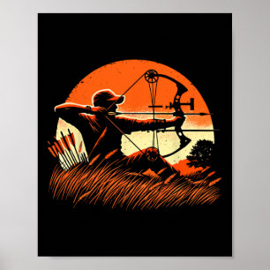 Affiche Tir à l'arc Chasseur de boue Cerf Mule Elk Chasse