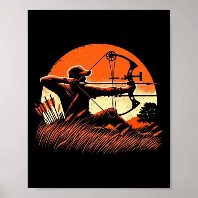 Affiche Tir à l'arc Chasseur de boue Cerf Mule Elk Chasse  (Devant)