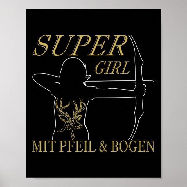 Affiche Tir à l'arc féminin Super Fille Avec Flèche Et Arc (Devant)
