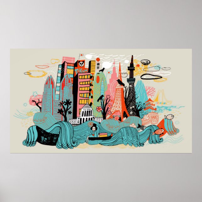 Affiche Tirage à la main Tokyo Japon (Devant)