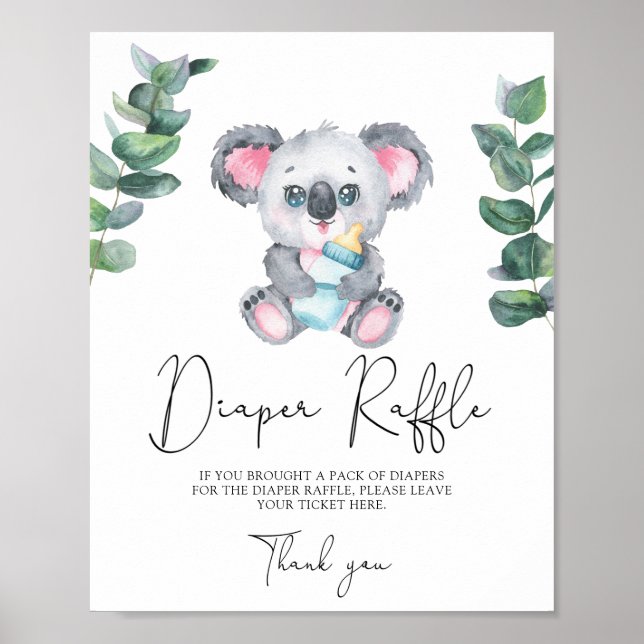 Affiche Tirage au sort couche ours koala (Devant)