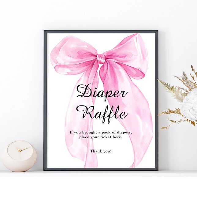 Affiche Tirage au sort de couche avec ruban à nœud rose  (Créateur téléchargé)