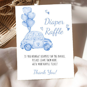 Affiche Tirage au sort de couche Balleons de voiture bleue