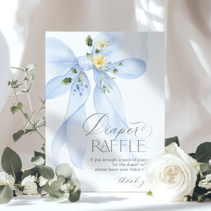 Affiche Tirage au sort de couche bébé à ruban bleu floral