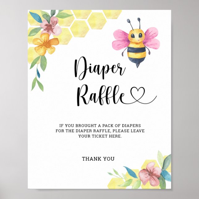 Affiche Tirage au sort de couche Bumble Bee fille aquarell (Devant)