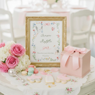 Affiche Tirage au sort de couche Heirloom Rose & Ribbon