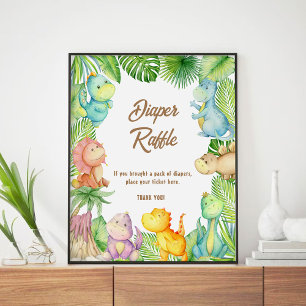 Affiche Tirage au sort de couche pour bébé dinosaure