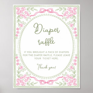 Affiche Tirage au sort de couche pour fille aux fleurs sau
