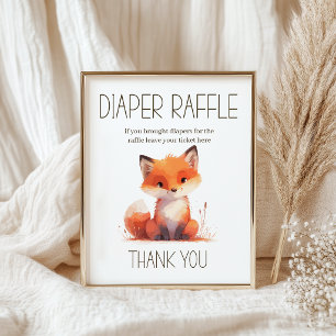 Affiche Tirage au sort de couche pour renard mignon Bébé S