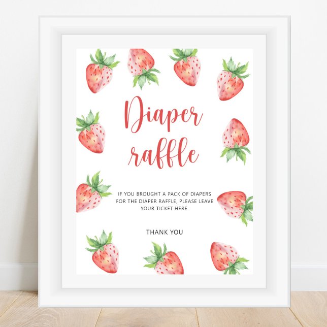 Affiche Tirage au sort de couches - Fraise à l'aquarelle (Créateur téléchargé)