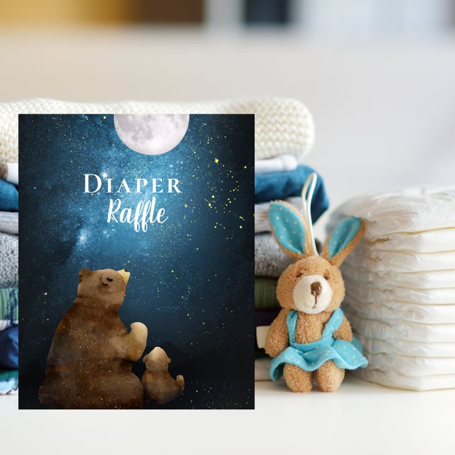 Affiche Tirage au sort de couches Ourson Mignon Sur La Lun (Créateur téléchargé)