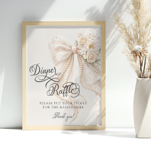 Affiche Tirage au sort des couches de baby shower floral a