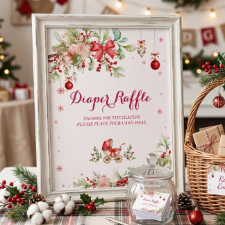 Affiche Tirage au sort des couches de Noël pour bébé Merry