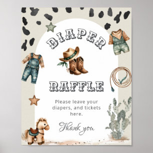 Affiche Tirage au sort des couches pour bébé cow-boy Weste