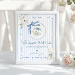 Affiche Tirage au sort Lange Ourson Chinoiserie Nœud Coque