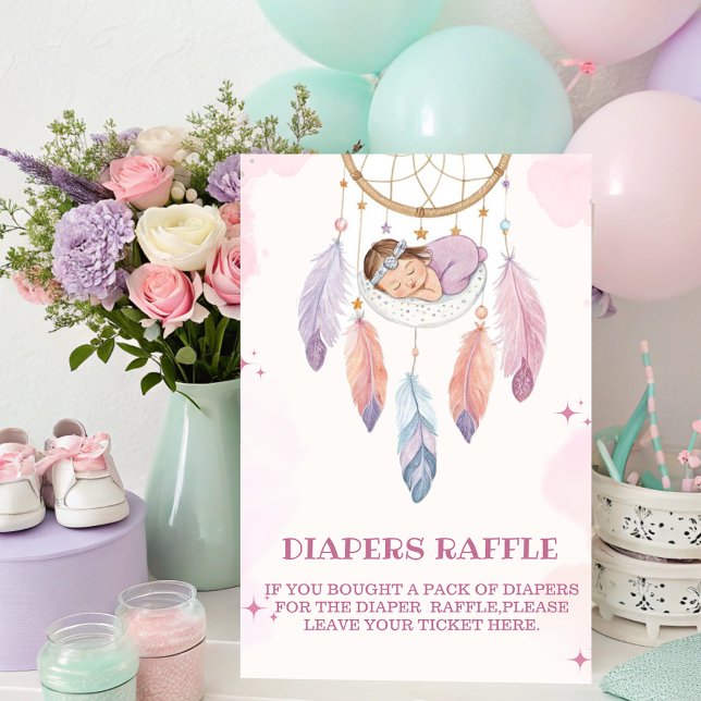 Affiche Tirage de couche bébé Shower attrape-rêves aquarel (Créateur téléchargé)