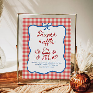 Affiche Tirage de Couches Bébé Q BBQ Couple Baby Shower