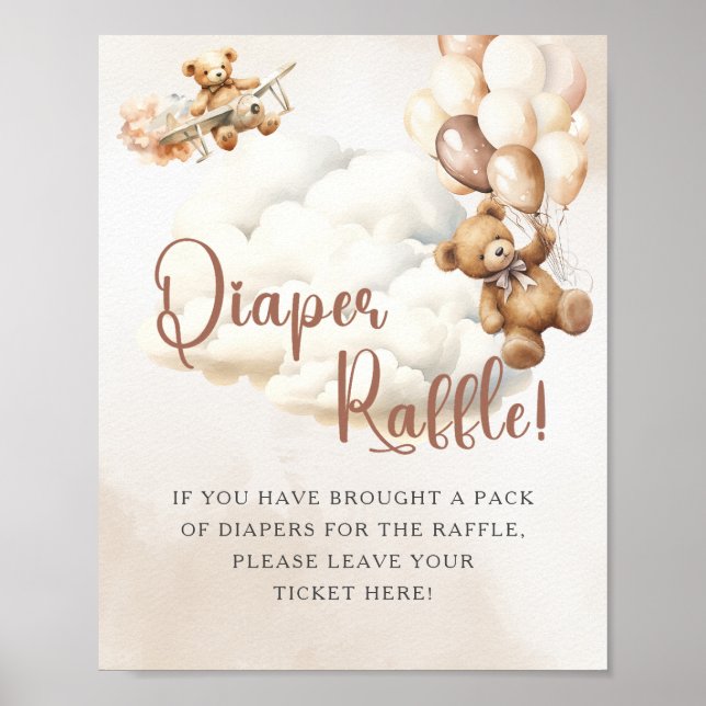Affiche TIRAGE DE COUCHES Ours Simple Jeu de Baby Shower (Devant)