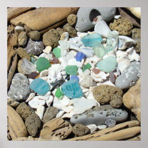 Affiche Tirages d'art fin Océan Verre de Mer Coquillages B