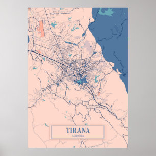 Affiche Tirana - Albanie Breezy City Map