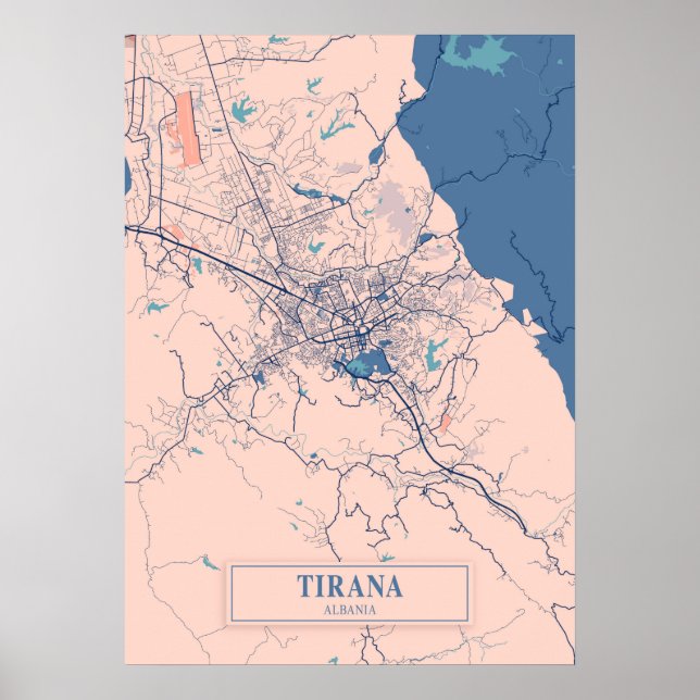 Affiche Tirana - Albanie Breezy City Map (Devant)