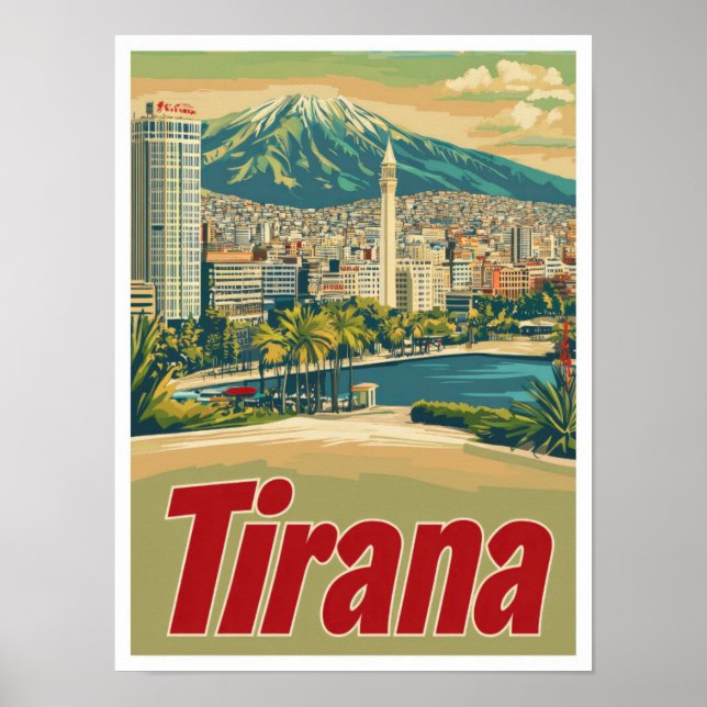 Affiche Tirana Albanie Illustration du Vintage voyage arti (Devant)