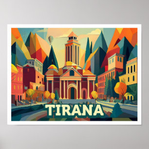 Affiche Tirana Albanie Voyage artistique coloré