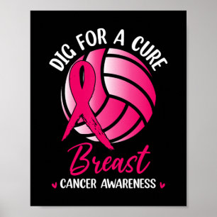 Affiche Tirer Au Ribbon Cure Volleyball Cancer Du Sein Con
