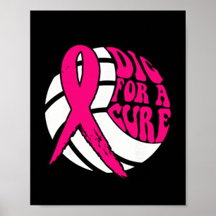 Affiche Tirer Au Ribbon Cure Volleyball Cancer Du Sein Con