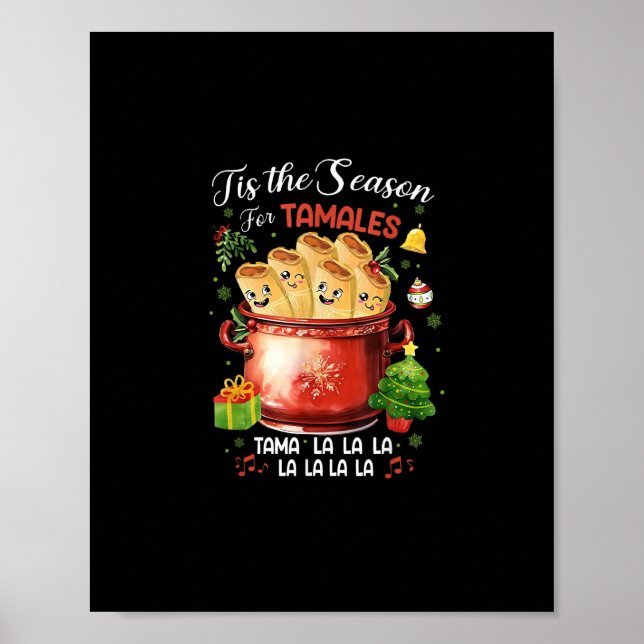 Affiche Tis Season For Tamales Christmas Mexican Food (Devant)