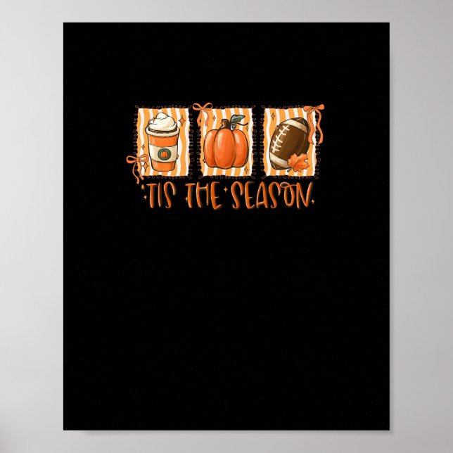 Affiche Tis The Season Pumpkin American Football Thanksgiv (Devant)