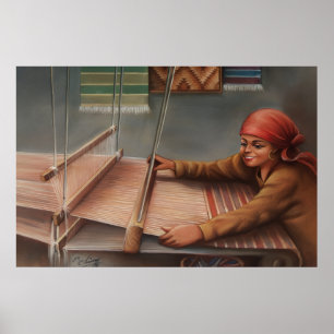 Affiche Tisserande de tapis de village égyptien Traditionn