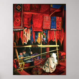 Affiche Tisseuses de tapis marocaines