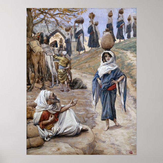 Affiche Tissot - Le Serviteur d'Abraham rencontre Rebecca  (Devant)
