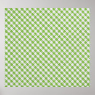 Affiche Tissu à damiers vert : texture closeup.