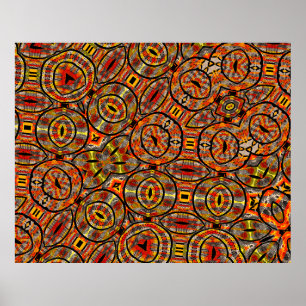 Affiche Tissu africain coloré - motif sans soucis, écoeura