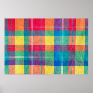 Affiche tissu coloré carreauté texture. Fond de tissu