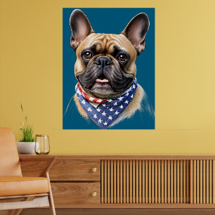 Affiche Tissu cou French Bulldog Labor Day Bulldog