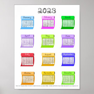 Affiche Tissu de calendrier 2023 Mois de police Couture Bo