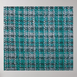 Affiche Tissu écossais turquoise, arrière - plan texturé.