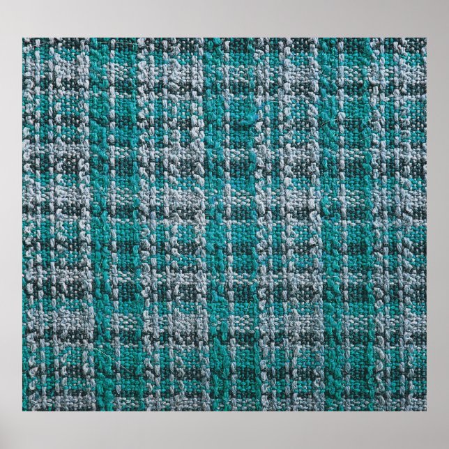 Affiche Tissu écossais turquoise, arrière - plan texturé. (Devant)