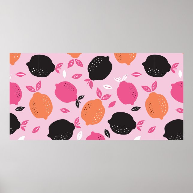 Affiche Tissu motif transparent en agrumes (Devant)