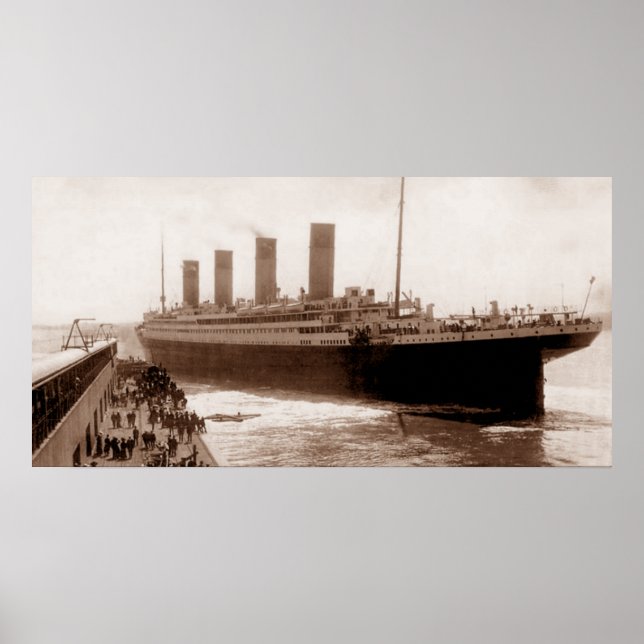 Affiche Titanic quittant le quai 44 à Southampton en Angle (Devant)