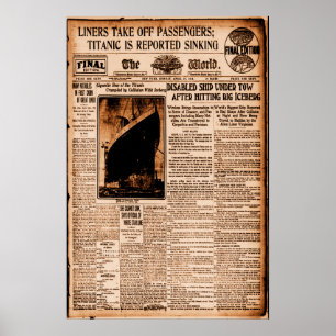Affiche Titanic Sinking Sepia Vintage Maritime