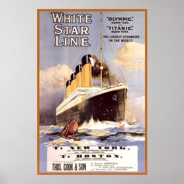 Affiche Titanic White Star Line The Largest Steamers in (Devant)
