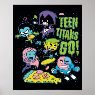 Affiche Titans Ados, allez !   Gnarly 90's Pizza Graphic
