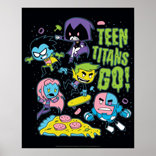 Affiche Titans Ados, allez ! | Gnarly 90's Pizza Graphic (Devant)