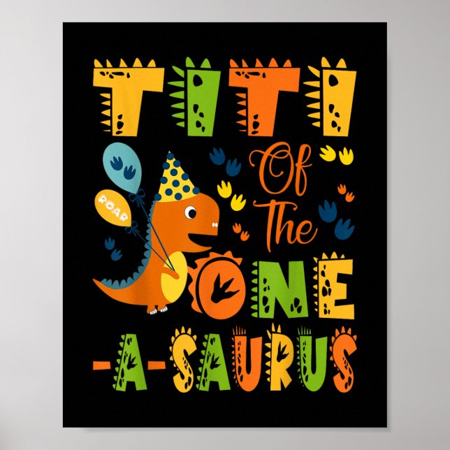 Affiche Titi Du Dinosaure D'Un Saurus 1er Anniversaire Par (Devant)