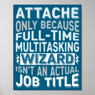Affiche Titre de poste de magicien drôle Citation Attache